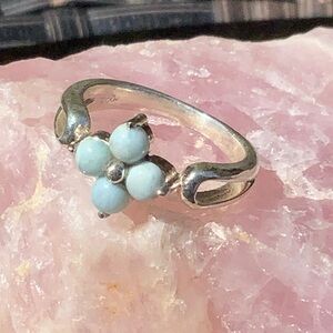 Elegant LAIMAR Blue Floral 925 Sterling Silver Ring, Size 7